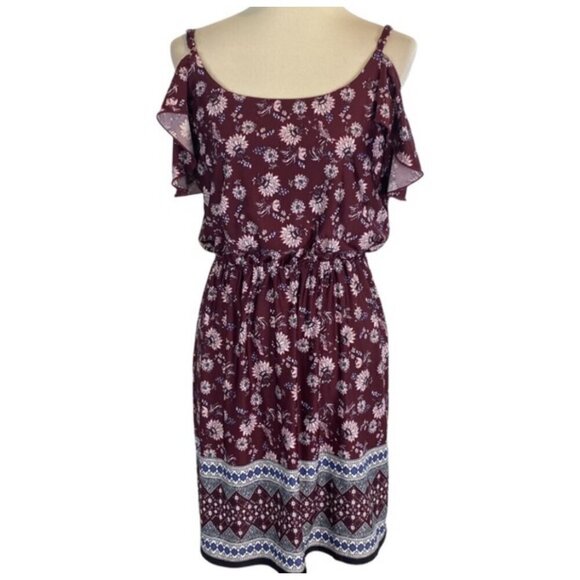 Maurices Dress Cold Shoulder Spaghetti Strap Knee Length Floral Plus Sz 3 / 3X - Picture 1 of 8